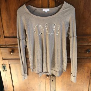 Sundry tan OUI long sleeve top shirt